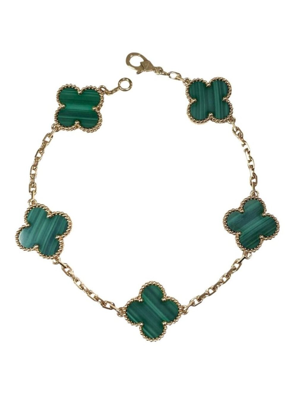 Van Cleef & Arpels Bracelet Vintage Alhambra Gold Macarite Green